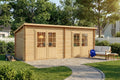 CARLSSON Gerätehaus, 598 x 272 cm, 28 mm, Natur, Alpholz Gartenhaus Maria Twin aus Holz in belassen