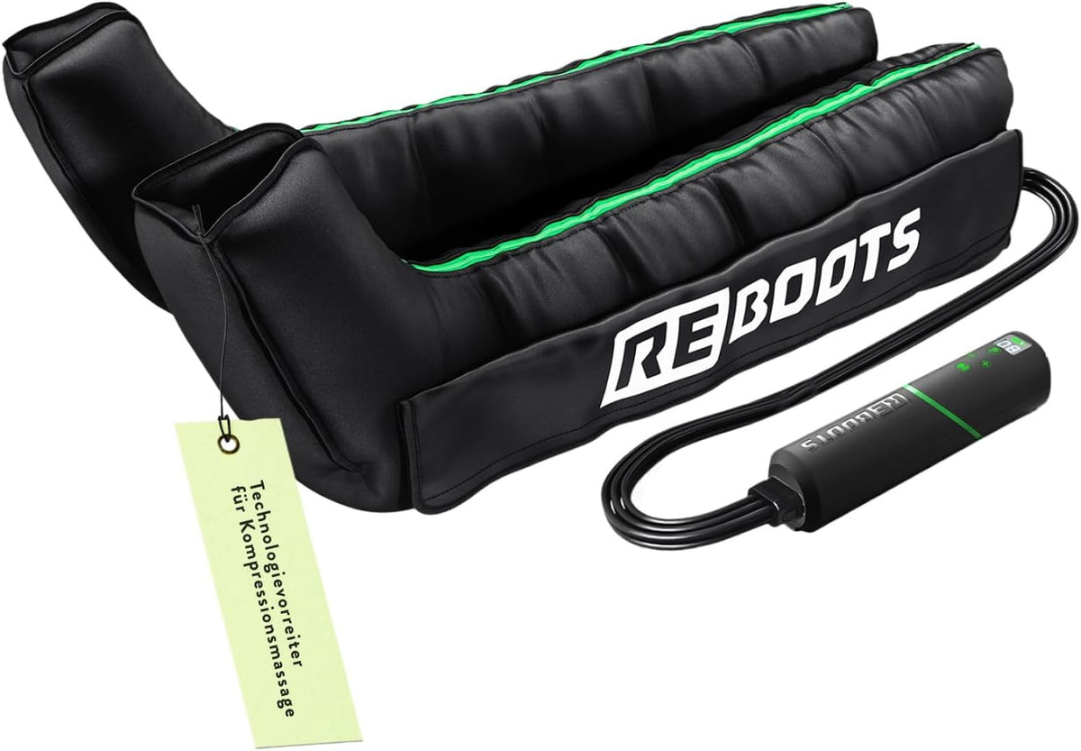 Reboots Fußmassagegeräte, Schwarz, Go Lite Boots, Beinmassagegerät, 180 mmHg, 4 überlappende Kammern, für Zuhause & Unterwegs