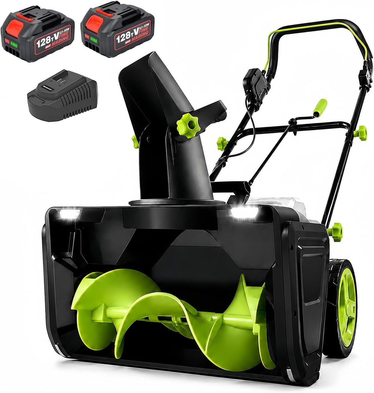 SHUMIAO Schneefräse, 50 cm, 40 V, Schwarz, Akku, Elektro- Motor
