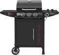 Royal Gourmet Gasgrill, 11,5 kW, Schwarz, 3+1 Brenner Grillwagen mit, Campinggrill mit Seitenbrenner, Outdoor Gas Grill inkl. Haken